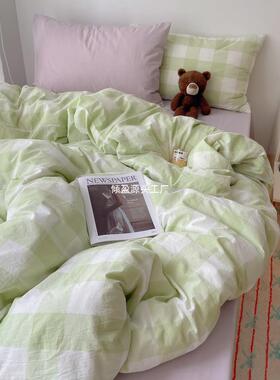 床上四件套条纹纯0棉三RWQ225新款床件单被套单人学生宿舍套轻奢