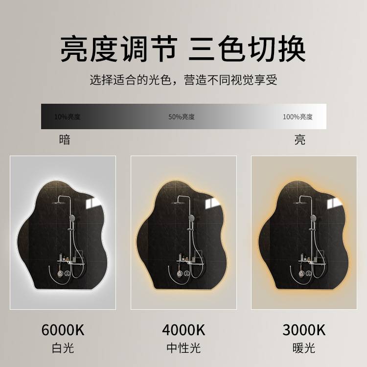 不规则镜子云朵镜带灯化妆镜梳妆镜梳妆台异形LED智能浴室镜灯镜