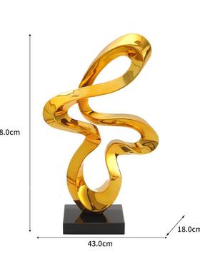 彩带雕塑摆件板房工客厅玄关电视样柜旁落示地展IBO架酒店轻奢艺