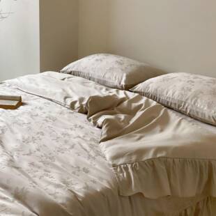 法式公主风大荷边60支天棉花丝卉提花四件套奢超CWW柔C叶R丝滑凉