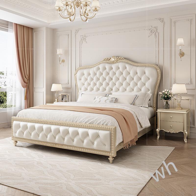 yR5KwsjwN床K1.雯N1美式轻奢实主木床18米主卧婚床法式软包公高箱