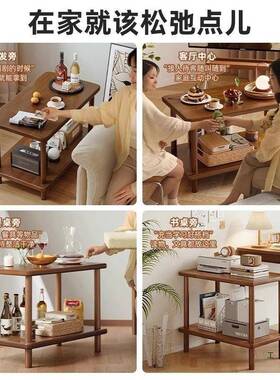 床头小桌双层沙架发KJC旁边子的边几茶几侧边收纳物阳台置小方桌