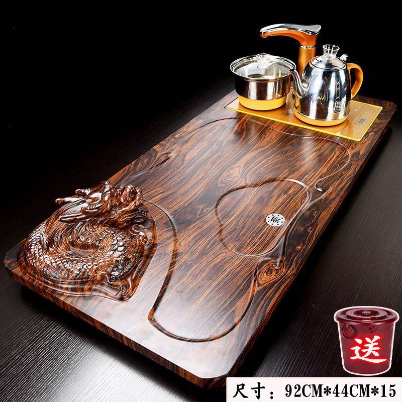 衍水杨动家用办公台茶海茶大号木质茶盘自MAW抽电器四合一茶具套
