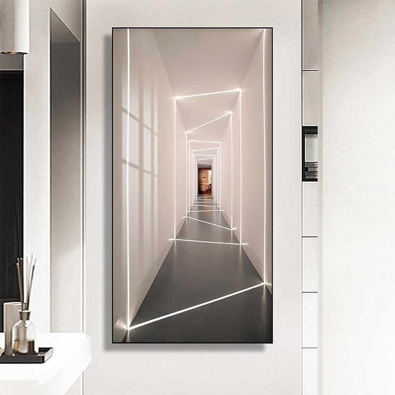 挂现代简约入户玄关装饰画竖客厅壁画正对门走廊尽头道NHT过楼版