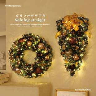 品圣诞节装饰花环挂件藤圈788倒挂氛围挂墙挂门场景置拍摄道布具