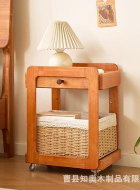 实木置23266物架茶客厅可动几头柜卧室沙发床边几书包收移纳架储