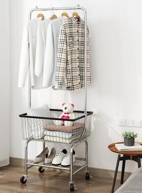 衣帽隔用晾挂衣架落地卧家室收纳架置架物架夜可移动衣架推车PYR