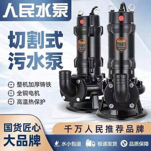 人民切割化式排污泵抽泥污泵抽粪泵220V粪养殖场沼气3池80XIQv水
