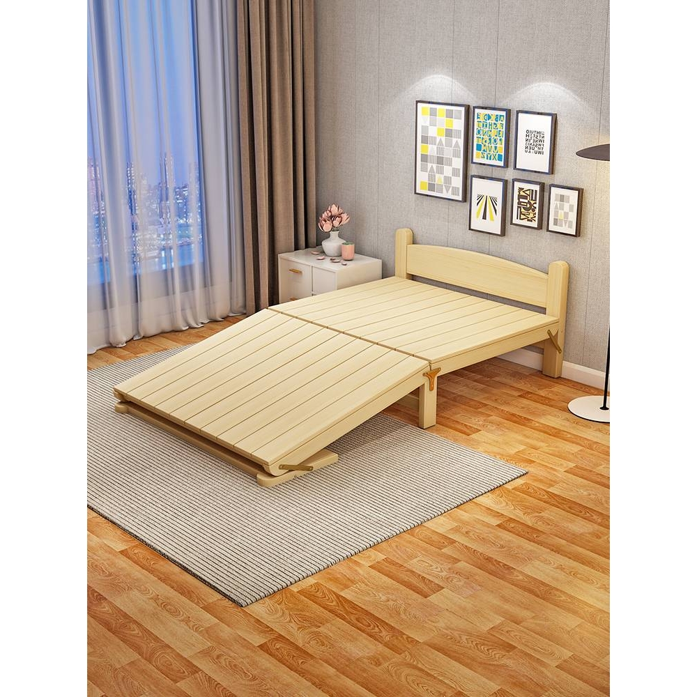 cs折叠床实木90cm单人床办公室午休床家用1.2米硬板木质床租房小