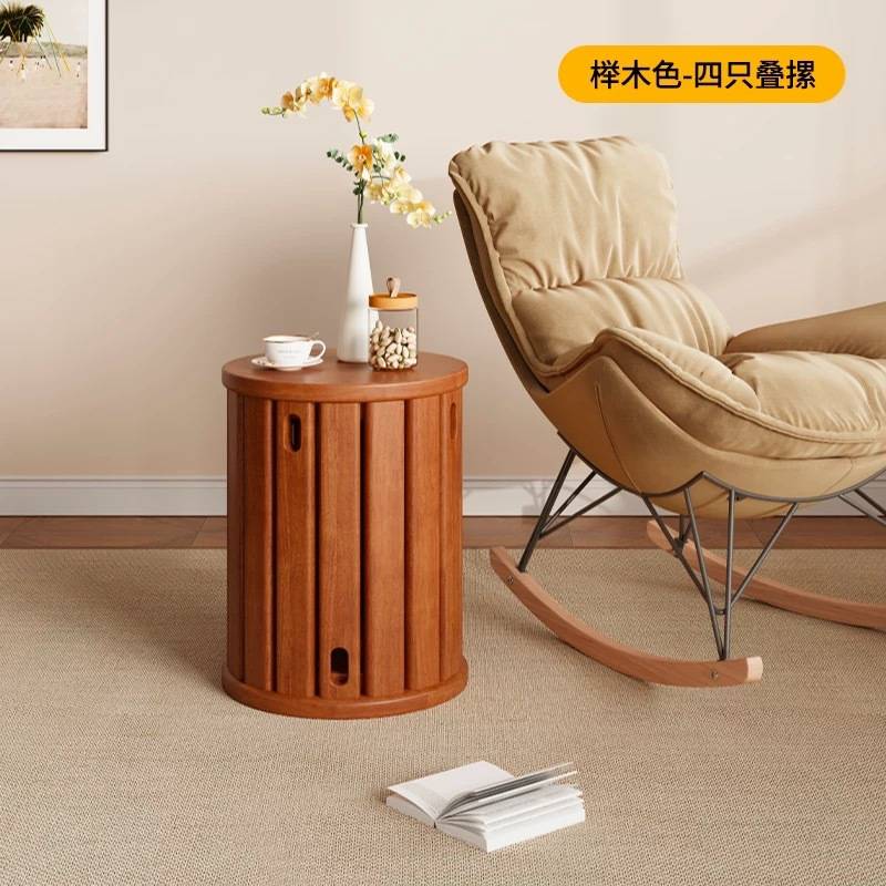 实木叠叠凳家居多功能矮凳餐厅凳卧室圆凳椅子轻奢板凳新中式边几