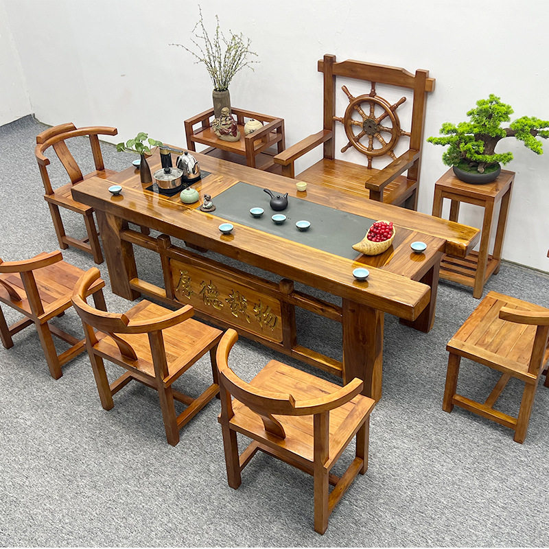 老船木茶桌椅组合中式实木家具茶几办公室功夫泡茶台茶具套装一体