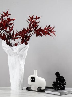 插QOF白色花树脂花瓶客厅花摆瓣件售楼处样板餐桌玄关间现代简约