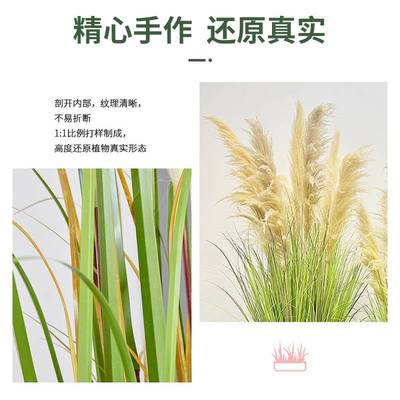 仿真芦苇假绿植盆栽仿真花束办公室绿植家居装饰拍照道具人造花