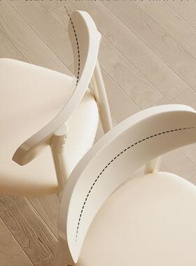 法式实奶油风餐椅家985用简软包餐厅靠背椅子餐凳新款木轻奢餐桌r