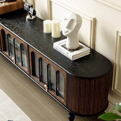 式FDV古实木茶几黑色新款客厅小户电视柜复储物柜收纳型一法体美