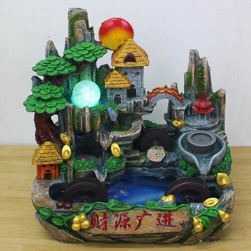 爆款大号品财源广树进脂鱼拱桥山水微景观流水摆件工艺缸厂EGB开