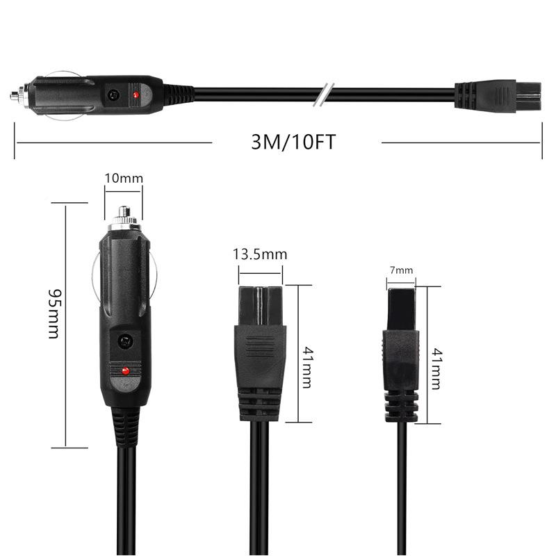 现货12V/24VB18米点烟器字线尾.插WGN连接线车载迷你冰箱电源延长