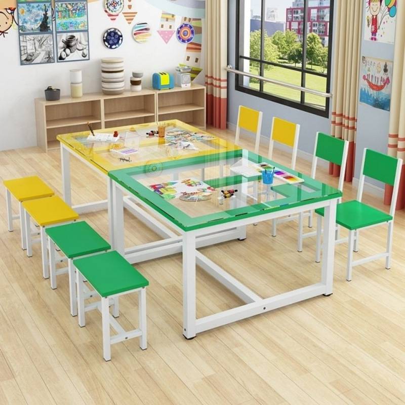 幼儿美术桌子儿童绘画桌手工桌中小学生课桌椅画室桌子少儿美术桌