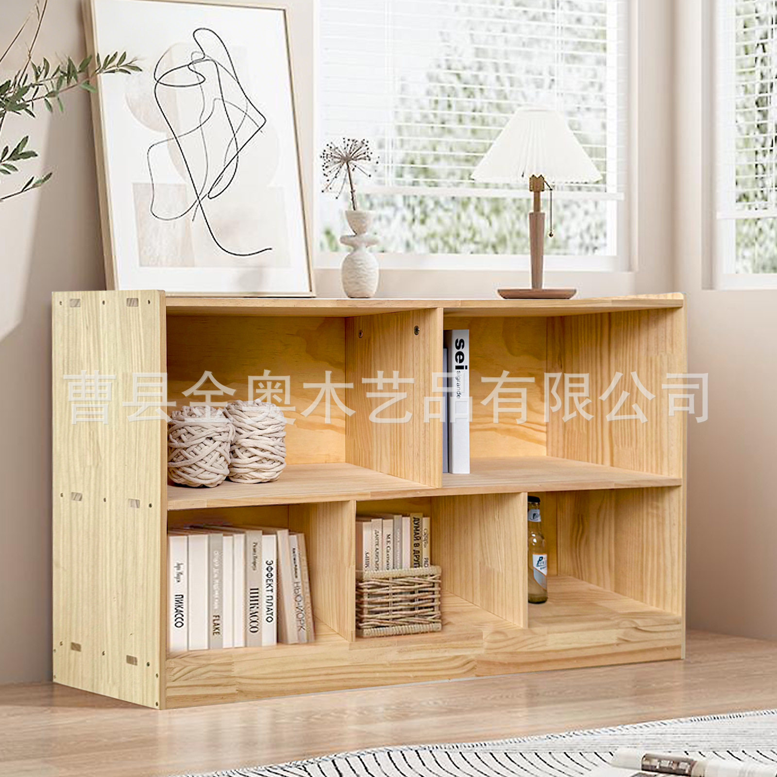 跨境木质落地书架儿童玩具架蒙氏教具多格收纳柜简易置物架储物柜