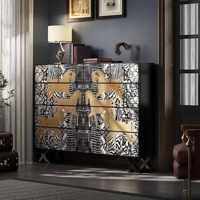 斗法式柜卧室床头柜装饰ZG-78052柜中古风五柜五储柜复绘古玄关柜