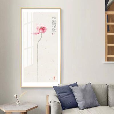爱莲式装中饰画入花户玄关装AXL-461式饰画荷花莲书房茶室中挂画