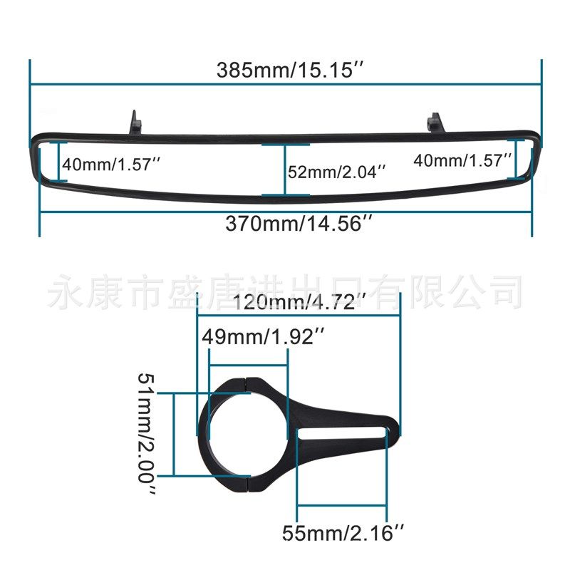 GOOFIT 15 宽后视中心镜凸面设计,带 2 夹橡胶垫圈更换 UTV