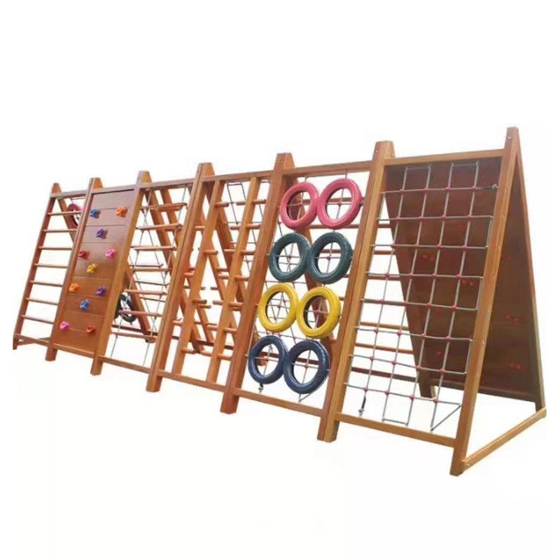 感统训练器黄花梨幼儿园户外攀爬网儿童木制荡桥秋千独木桥平衡