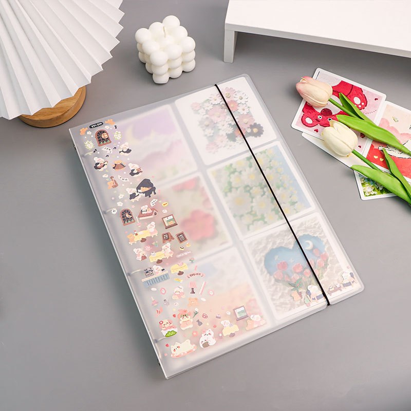 油画棒专用收纳卡册正方形a4透明6宫格10*10cm活页卡页相册补充装