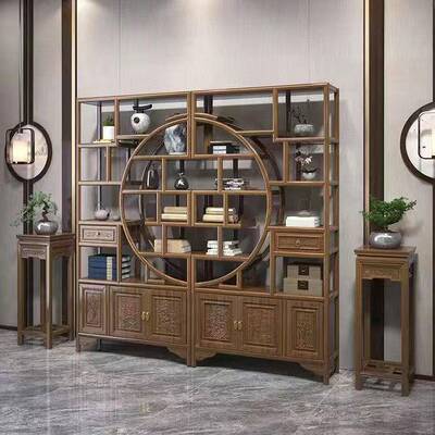 实博古BPI架酒客柜展示柜木靠墙置物架落地多层装饰中式摆件厅多