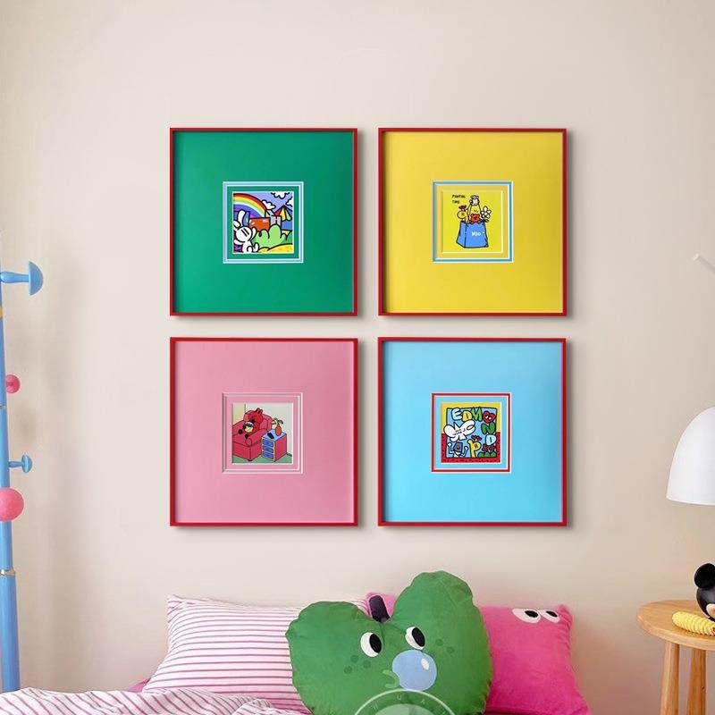 CQQ极多巴胺趣味卡通客厅装饰义画红简主色儿童房挂画餐边柜小众