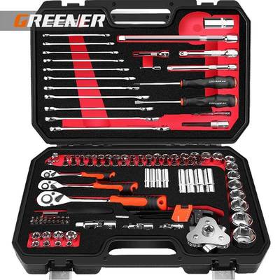 绿林多能功组扳手套装/加长棘轮套筒手扳手合快速汽修扳工具612套