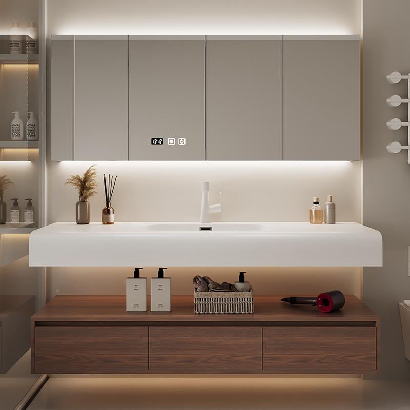 202XLC5新款胡桃中木浴室柜一组合新式丽耐体陶瓷洗手脸台盆卫生