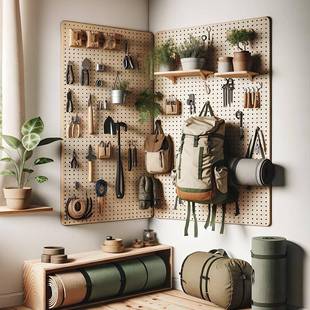 露工营露营洞洞具收纳装 洞洞板上户外备用品墙展示架