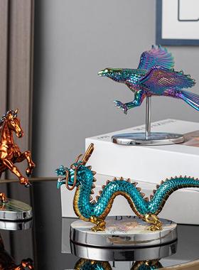 风工艺品吉UAM件物生肖龙虎牛马鹰家居摆办公室书房国高档龙年摆