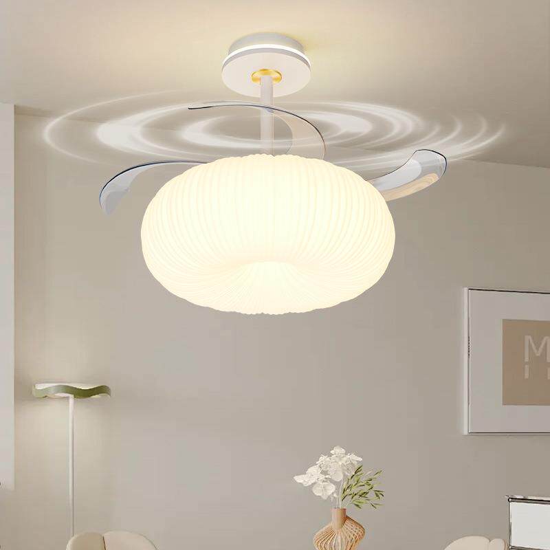 吊扇灯餐厅灯奶油风新款房间卧室风扇灯简约现代泡泡客厅餐桌吊灯