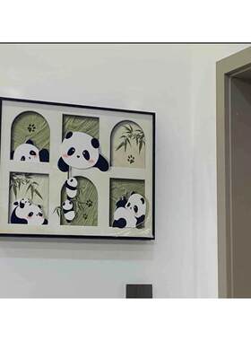 诗情画意装饰画免打孔电遮卡通可TNN爱挂画多媒体挡弱箱电画箱画
