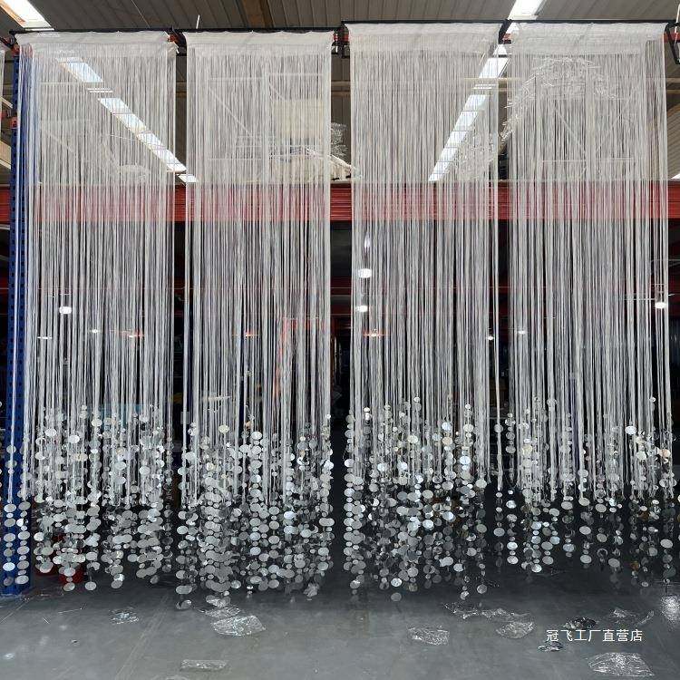 新款婚庆线帘流苏装亮片挂件成吊顶酒店礼堂lt102447品路引婚灯背