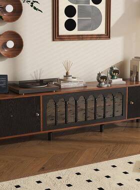 木法式复简古中古风视柜现代IIX约欧式客厅电美式轻奢实木白蜡地