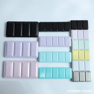 水彩水ali 5759颜料铁盒方形三小折固体彩片格铁盒文具两水彩颜料