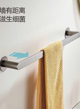 灰色全铜毛F87ST7SM巾卫打杆浴室毛巾架生间壁挂免式孔单杆浴巾架