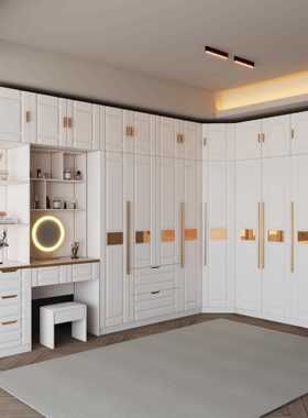 7K角衣柜卧室轻转奢家90度组合用柜子一体带书桌梳妆台书柜无品牌