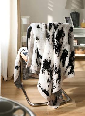 瑞景纺厂家半边绒针织线毯CZP盖毯软季装搭配冬沙发毯北织极浮光