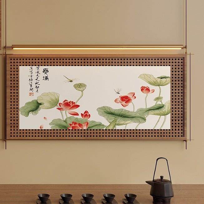 中式挂画屏风GJM隔断客厅进门门室关卧遮挡家玄用百福图入户正对