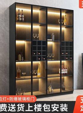 pp酒柜靠墙KJ4aECa8物柜轻奢高挡玻门璃酒柜餐边柜家用一体边柜储