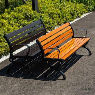 公园椅户外长椅子防腐木小锌金靠背木合985室外区长塑凳庭院休闲