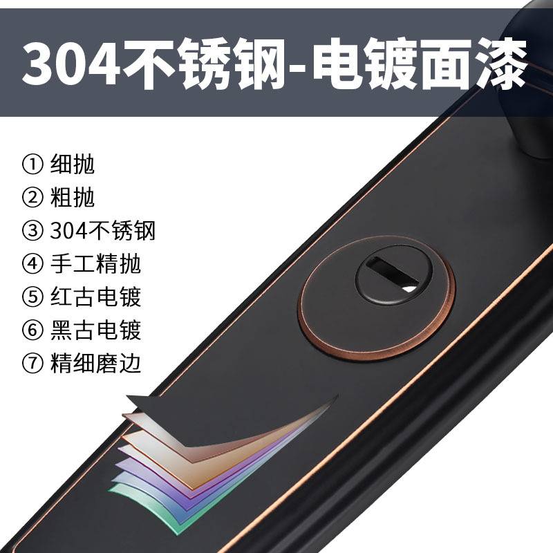 不锈钢黑色防盗门锁套装通用型门把手锁体大木门锁具家用防撬c级