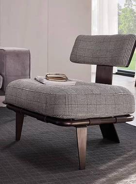 意式极布艺休闲椅现代简约计奶油风沙发椅客椅厅设师子家具简NGH