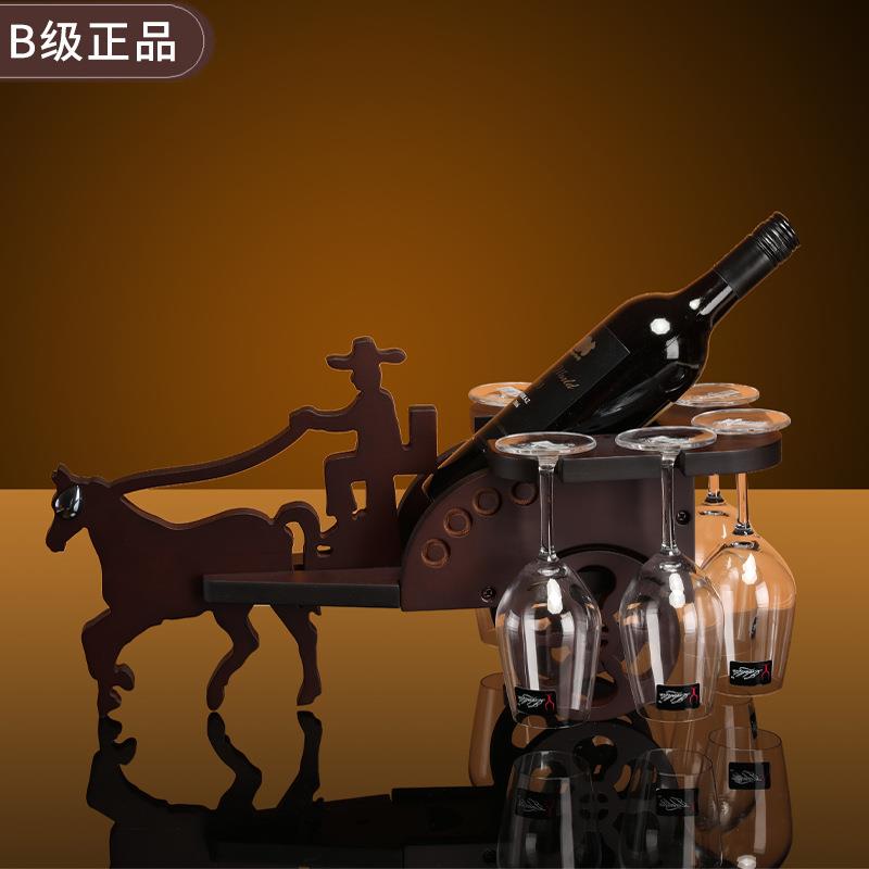 小马车酒架红酒架木创意欧式酒架欧式酒木983质实红酒架b