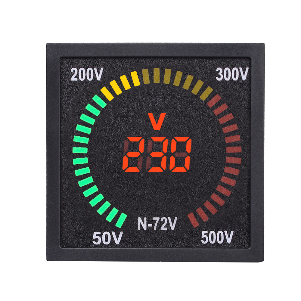 N-72V 交流电压信号指示灯72形转盘LED数显电压表头 AC50-500V