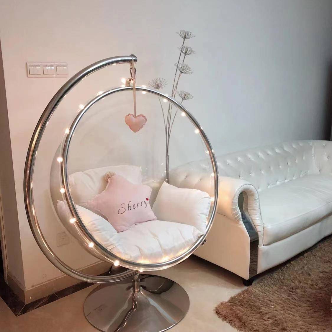 圆椅形太空亚克力明半风球吊篮户外37泡泡吊大理网透红景区玻璃秋